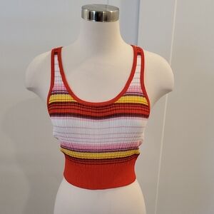 Bebe Multicolor Striped Knit Racerback crop Top Size M great condition